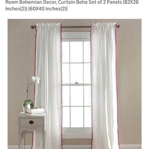 Bohemian White and Pink Curtain Set by [Brand]